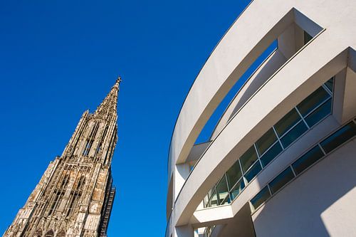 Ulm Minster en het herenhuis in Ulm aan de Donau
