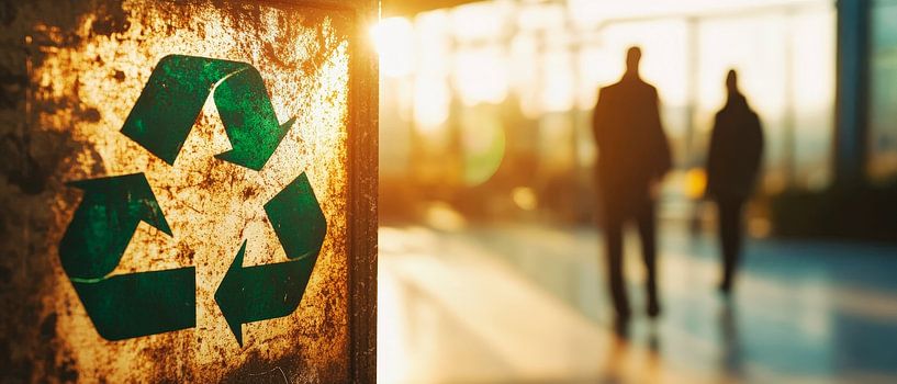 Recycling-Symbol mit Silhouetten – Nachhaltigkeit von Poster Art Shop