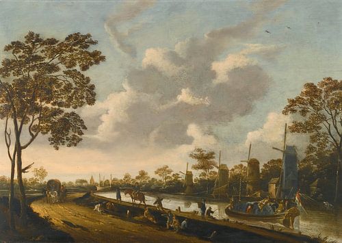 A Landscape With A Barge Being Towed Along A Canal, Pieter Bout