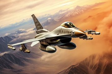 F16 Military Fighter Aircraft by Digitale Schilderijen