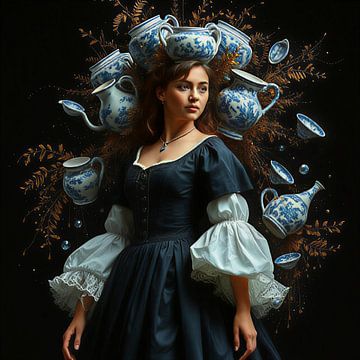 the milkmaid old master new style portrait. by J.a Dijkstra