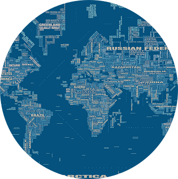 Wereldkaart Typografie, Blauw van MAPOM Geoatlas