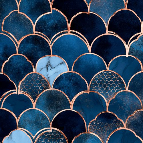 Elegante golven in blauw en goud