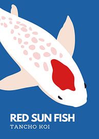 Minimal Red Sun Koi Illustration by Art Kingdom