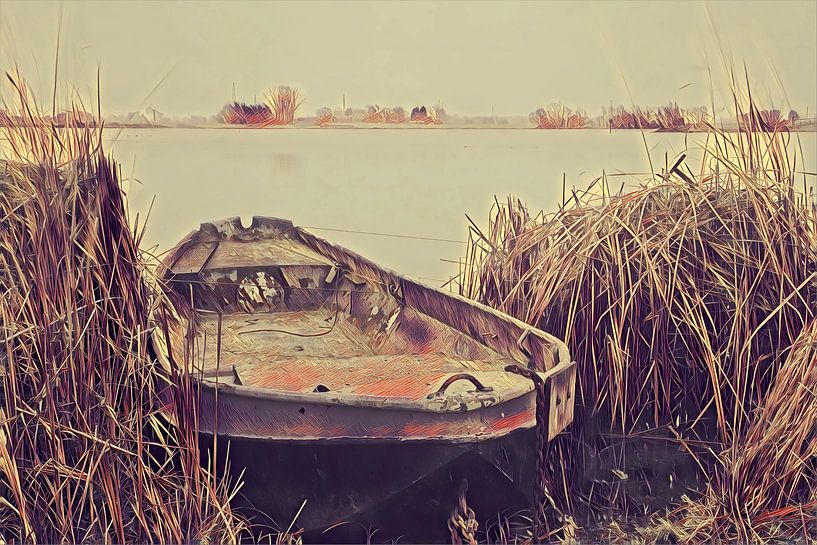 Boat by the water painting by Valleifoto Art