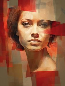 Porträt einer Frau in Rottönen von Peridot Alley