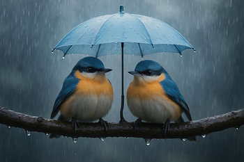 Ensemble, sous la pluie