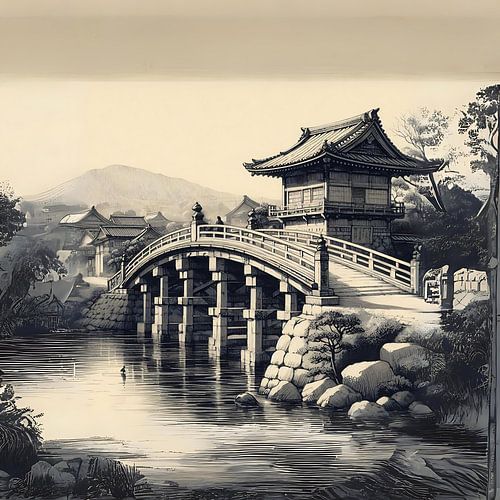 Japanese bridge over the river