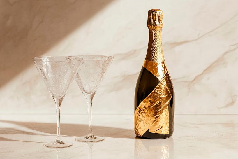 Champagner und Gläser von Poster Art Shop