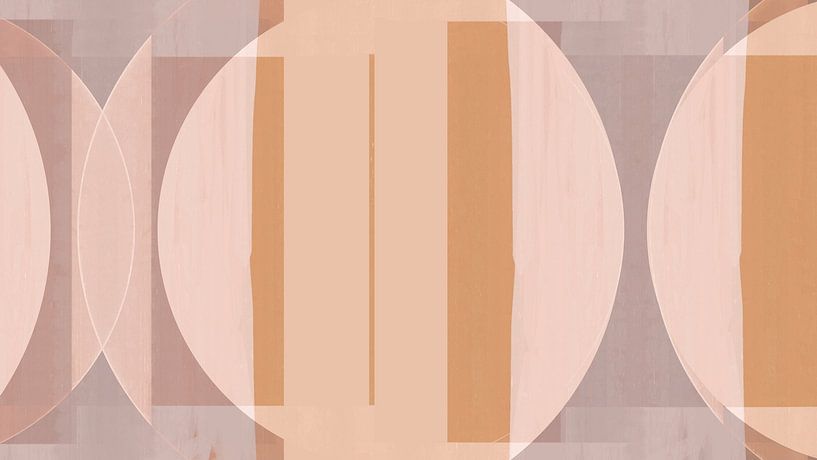 Mid Century Bauhaus Shapes Ochre Taupe Ivory by FRESH Fine Art