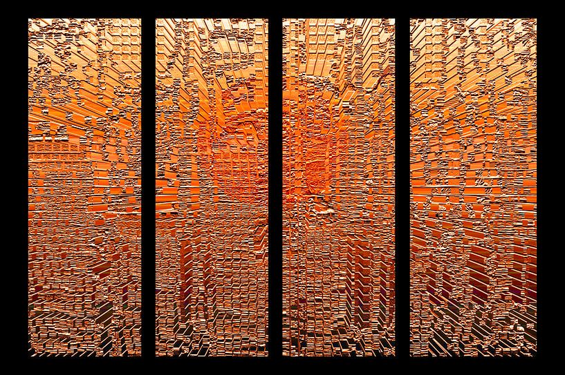 eiwit Klooster nieuws Vierluik, oranje panelen. van Ina Hölzel op canvas, behang en meer