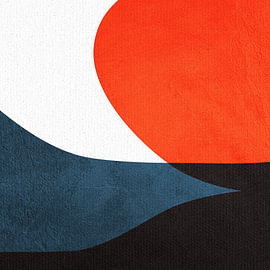 Hedendaagse minimalistische, geometrische abstracte kunst, levendige tinten, kleurrijk van Online Arts