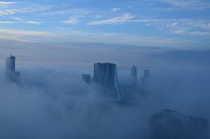 Icônes de Rotterdam entourées de brouillard