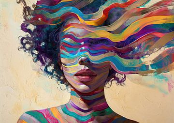 Vrouw Abstract | Striped | Vrouw abstract van De Mooiste Kunst