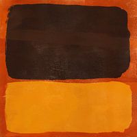 Moderner abstrakter Expressionismus. Braun und Gelb auf Orange.
