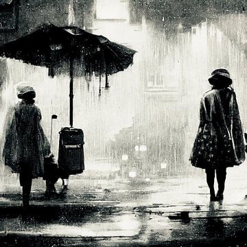 Des filles sous la pluie. sur Bart Henseler