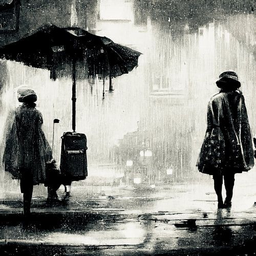 Girls in the rain.