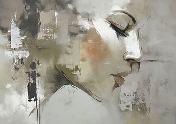 Vrouwenportret van Abstract Schilderij