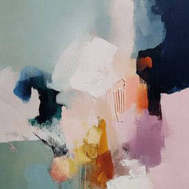 Modern abstrakt in Pastellfarben gemischt mit warmem Blau von Studio Allee