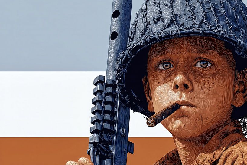 Jonge soldaat met geweer en sigaar van Frank Heinz