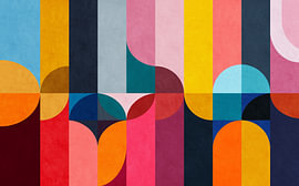 Panels featuring modern geometric colours