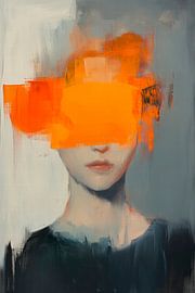Face perception in orange - Abstract by Poster Art Shop