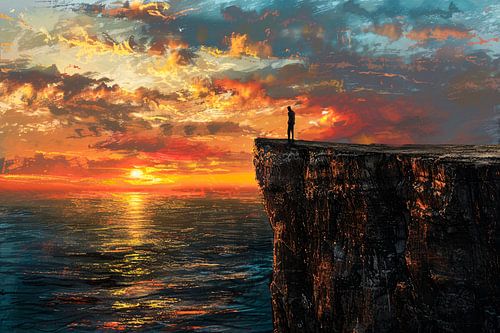 Coucher de soleil sur le bord de la falaise
