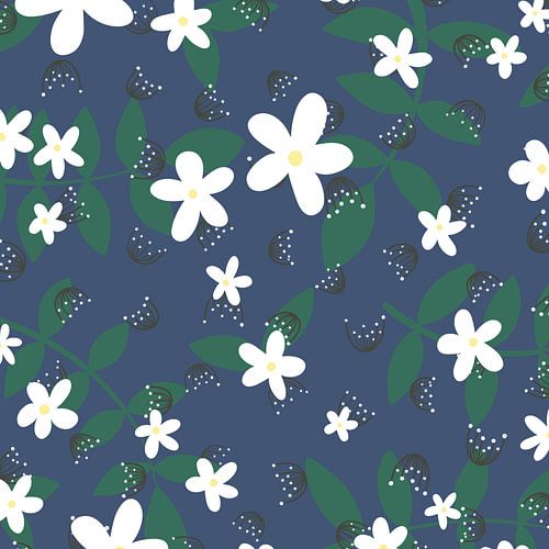 Flower market - Blue & green elegant