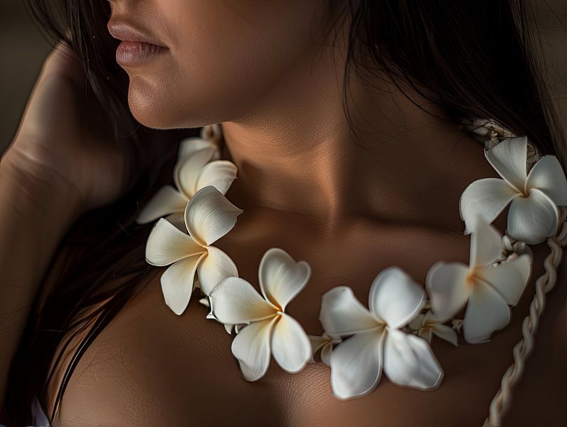 portrait fantaisiste d'une femme avec des fleurs par Egon Zitter