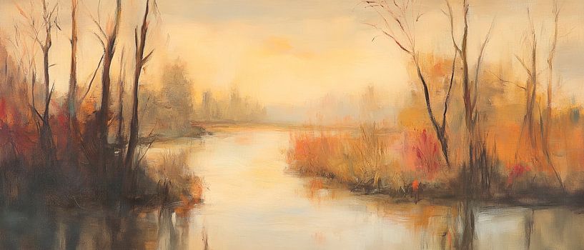 Autumnal river landscape at dusk by Poster Art Shop