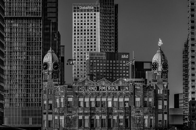Rotterdam Hotel New York in zwart wit van U&U Art