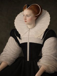 Porträt einer jungen Frau in einem schwarzen Kleid