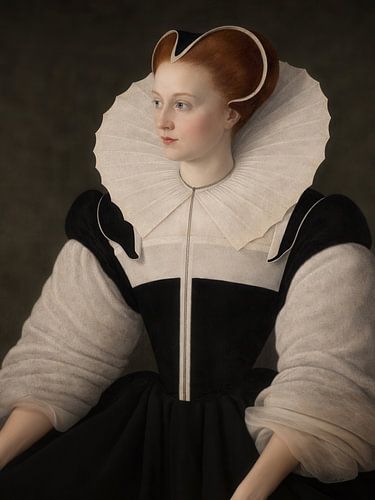 Portret van een jonge vrouw in zwarte jurk