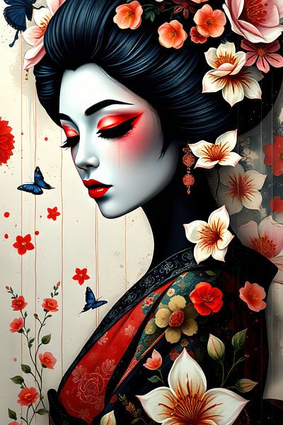 peinture femme avec fleurs par Egon Zitter