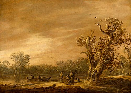Vissers aan de oevers van een plas, Jan van Goyen
