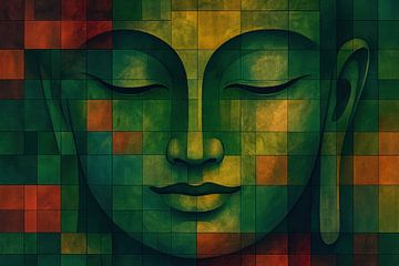 Mosaïque d'une tête de bouddha sereine sur Art & Soul Creations