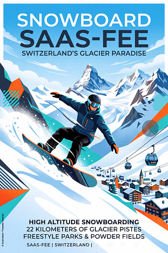 Snowboarden in Saas-Fee von Theodor Decker