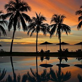 Sunset by the pool by Antwan Janssen