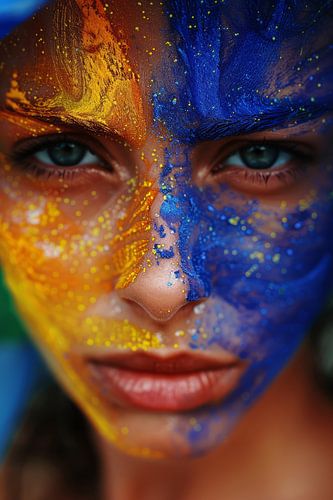 AI portret met kleuren van de Oekraïense vlag