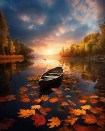 Boot im Herbst auf dem See