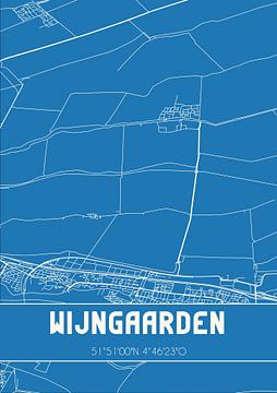 Blauwdruk | Landkaart | Wijngaarden (Zuid-Holland) van MijnStadsPoster