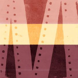 Abstrakte geometrische Formen in Terrakotta, Rosa und Gelb von Abstrakte minimalistische Kunst