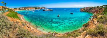 Port Adriano marina and beach Platja es Toro at coast of Mallorca by Alex Winter