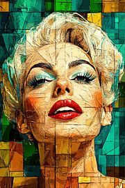 Glamour-Frau in abstrakten Farbfeldern von Marijke Trienekens