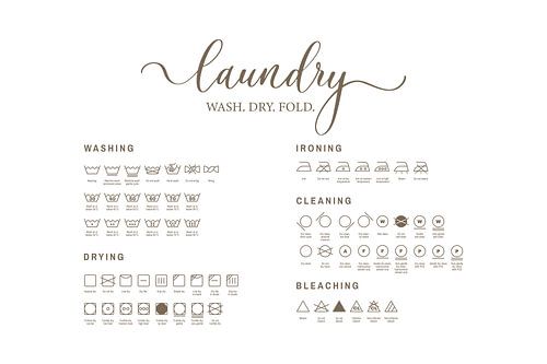 Laundry Poster Horizontal - Wash Dry Fold - Washing Instructions Poster - Stylish Laundry Room Decoration - Minimalist Wall Art