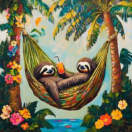 Faulenzer im Urlaubsparadies von Poster Art Shop