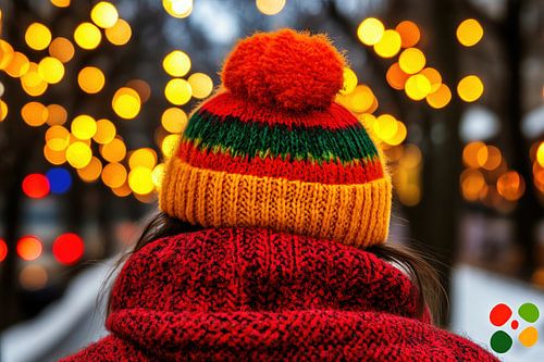 Vrouw voor kerstverlichting