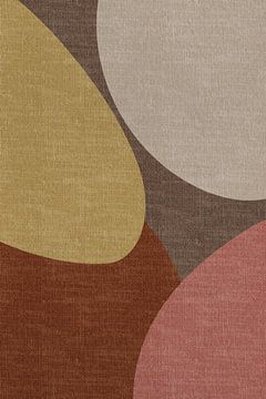 Moderne, abstrakte, geometrische, organische Retro-Formen in erdigen Farbtönen: rosa, gelb, beige, b von Dina Dankers