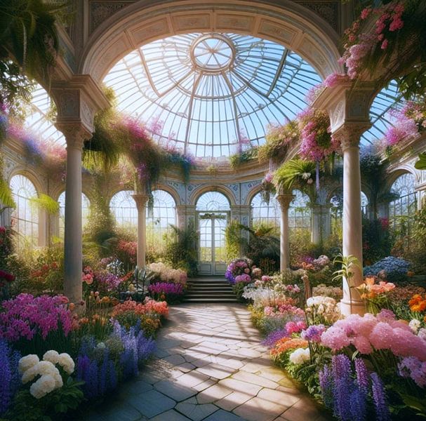 Orangerie met wilde Bloemen van Yvonne van Huizen
