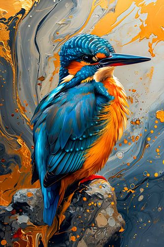 Martin-pêcheur entre Marbre